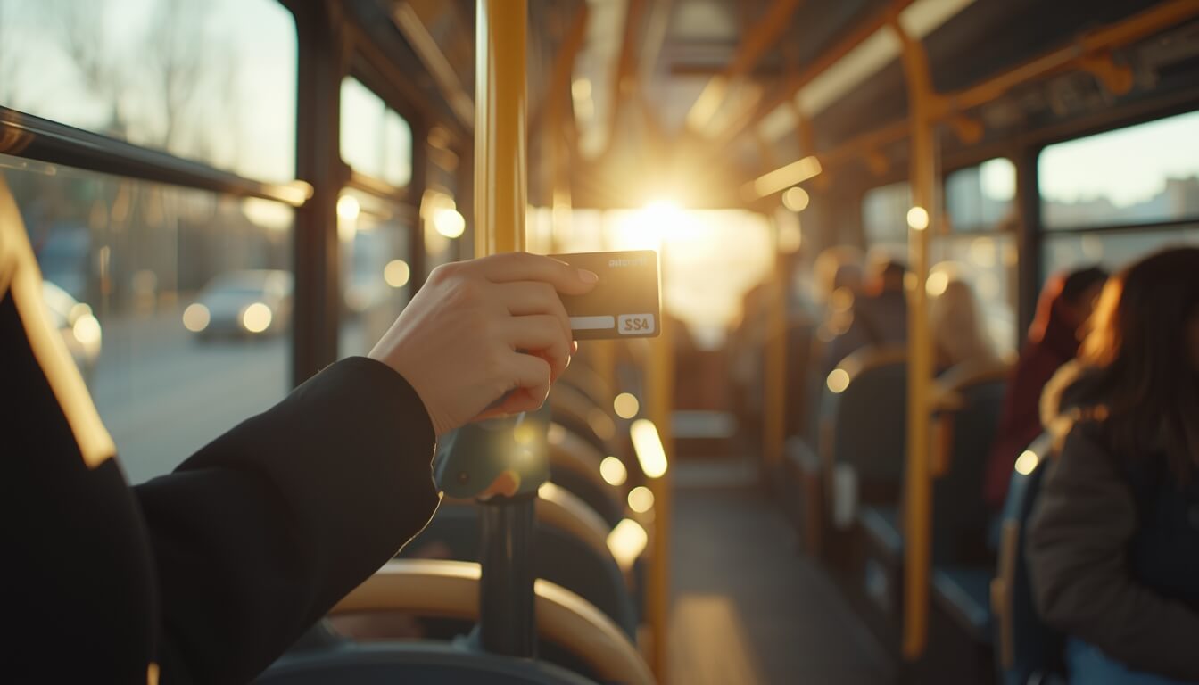 제주도 버스에서 교통카드를 태그하는 모습