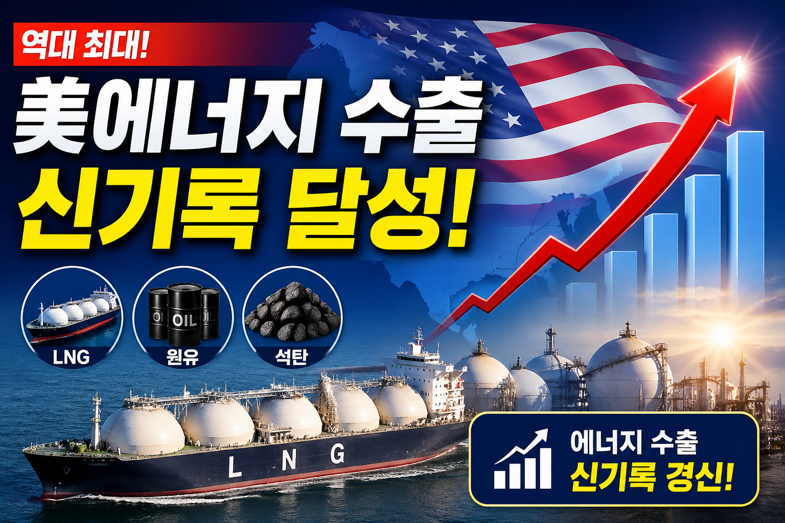 美에너지 수출 신기록｜원유&middot;석유제품 1290만 배럴&middot;LNG 수출 급증 정리