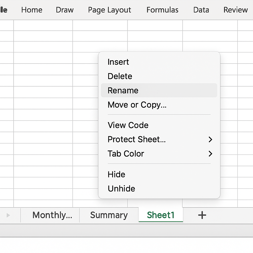 새 시트 삽입과 이름 변경 관련 사진
