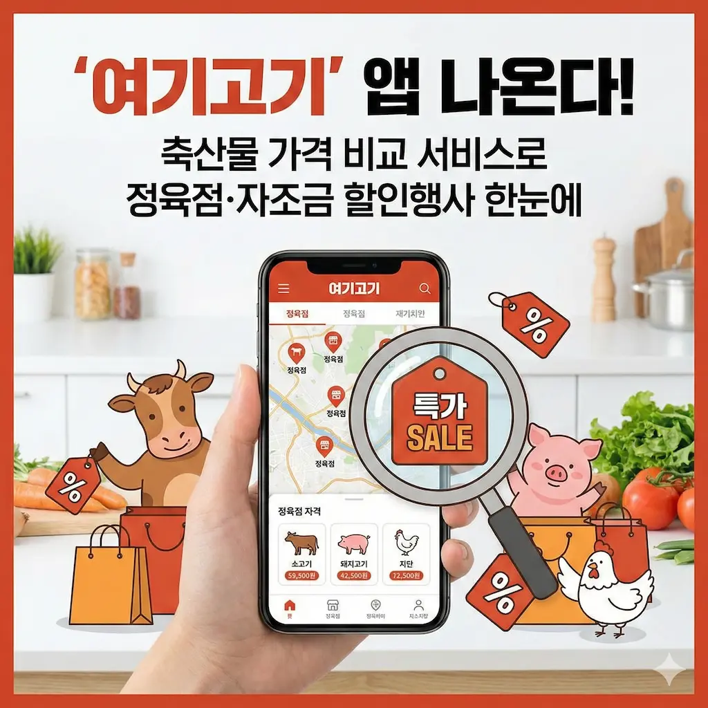 '여기고기' 앱 나온다! 축산물 가격 비교 서비스로 정육점&middot;자조금 할인행사 한눈에