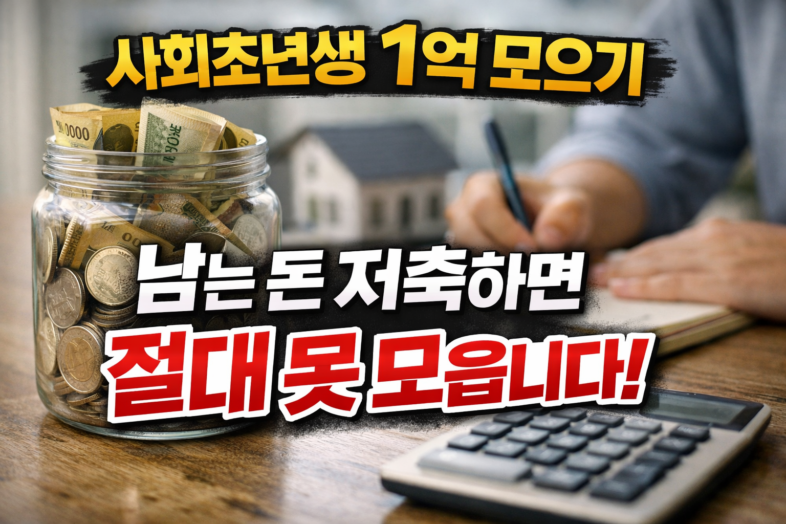 사회초년생 월급 관리 비법, 남는 돈 저축하면 1억을 모으기 어려운 이유를 설명하는 선저축 후지출 개념 이미지