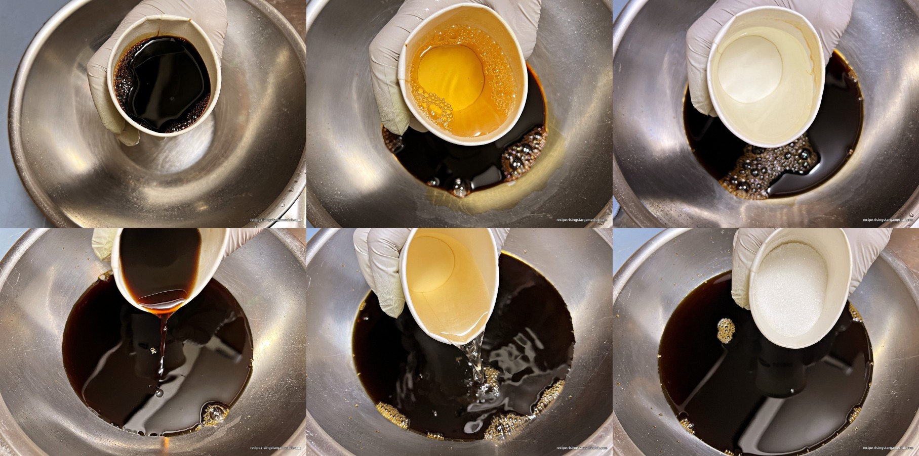 머위 장아찌에 들어갈 간장 소스 재료를 섞을 보울에 넣어주는 사진