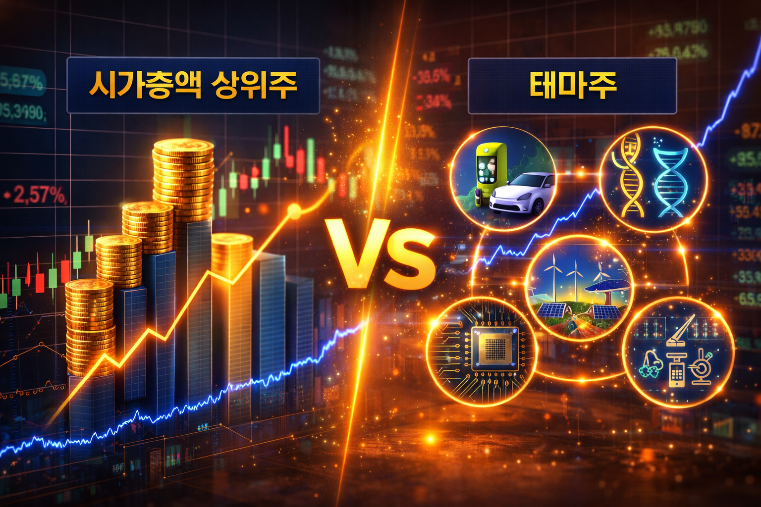 시가총액 상위주와 테마주의 차이