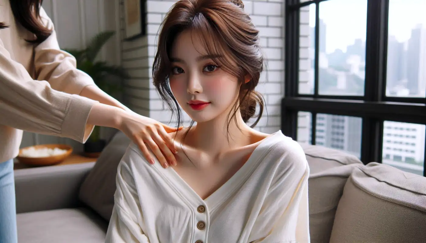 권은비-마사지기-효과를-알아보고-관리하는-여성의-모습