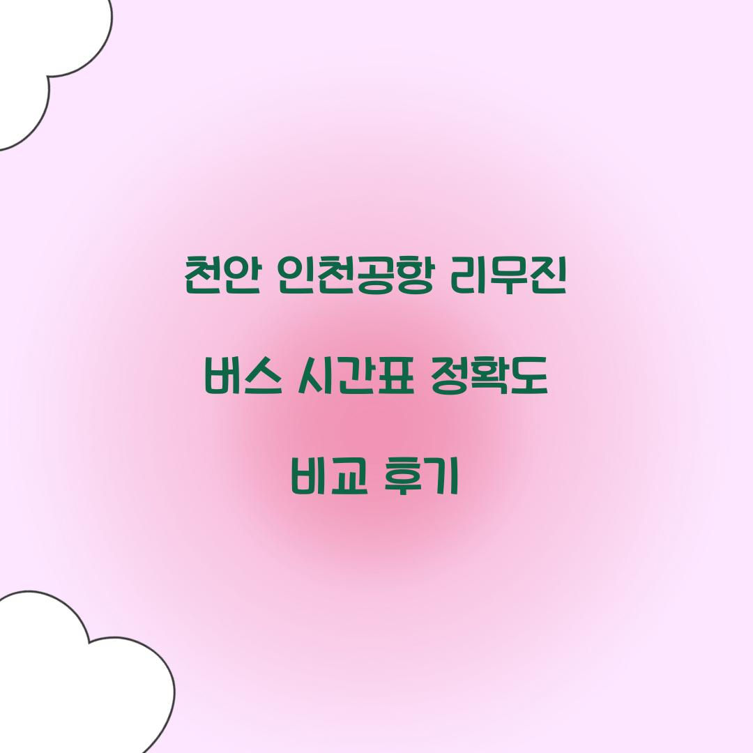 천안 인천공항 리무진 버스 시간표 정확도 비교 후기