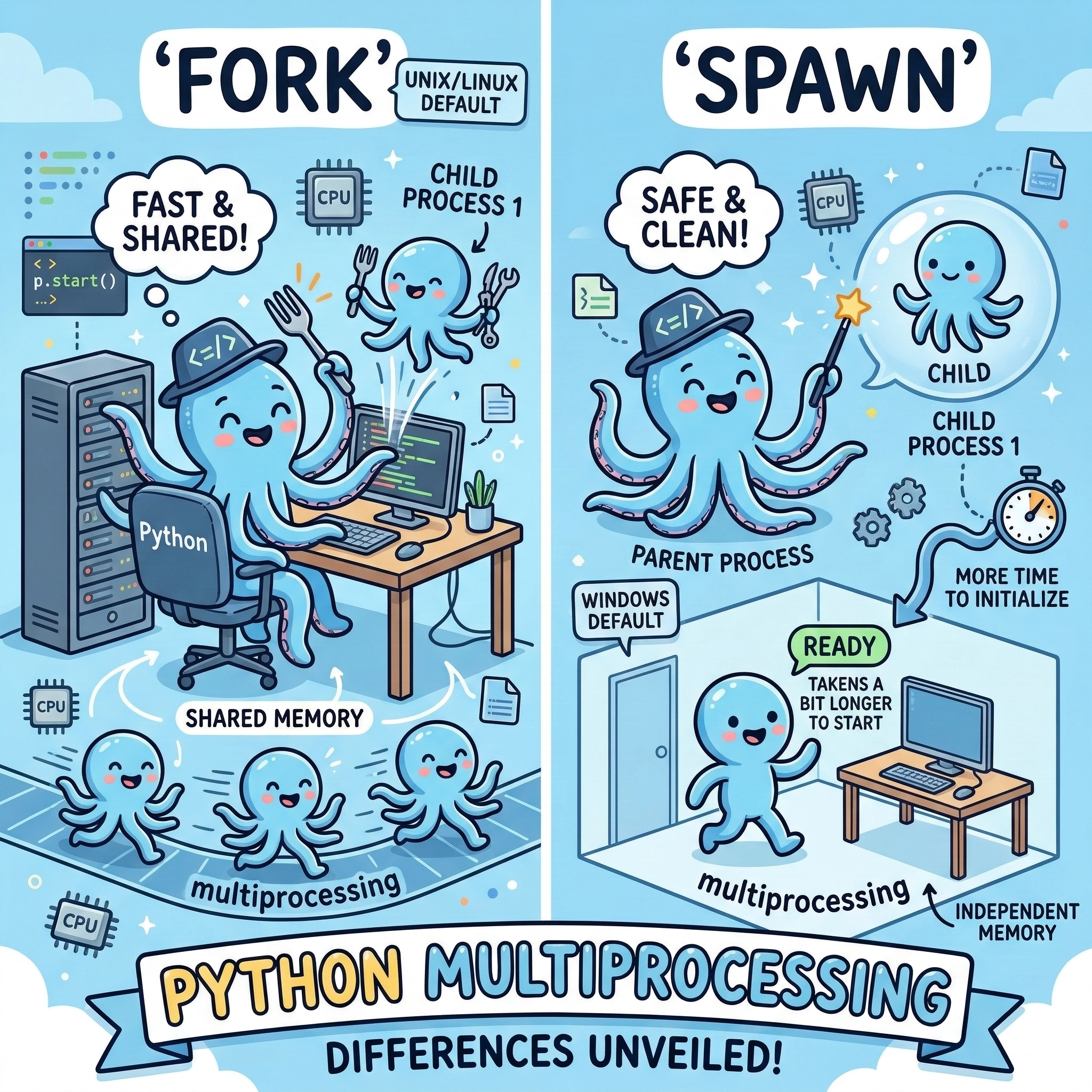 multiprocessing fork와 spawn 방식