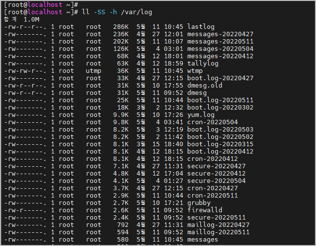 리눅스 파일 큰 것 부터 나열