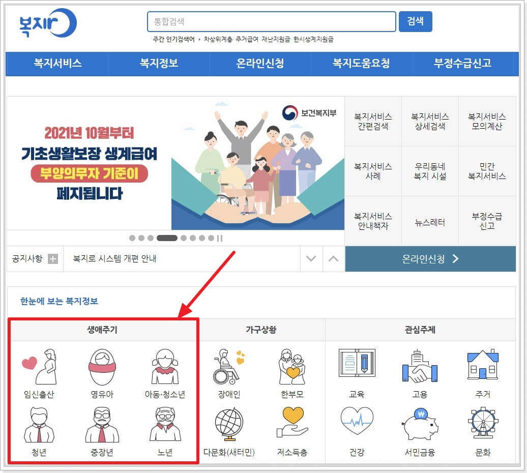 복지로-홈페이지-생애주기