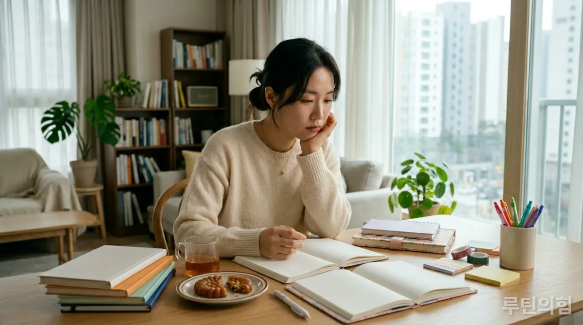 계획만 세워두고 실행하지 못해 고민하는 한국인 여성