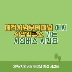 대전서남부터미널에서 신양정류소 가는 시외버스 시간표 최신정보