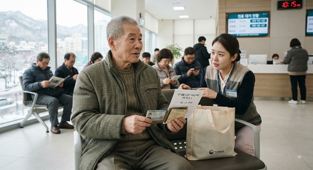 기초생활수급자가 의료비 지원을 받는 모습