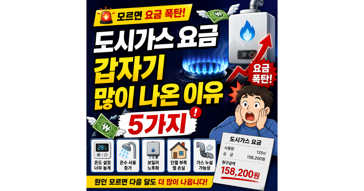 도시가스 요금 갑자기 많이 나온 이유 5가지 (모르고 지나가면 요금 폭탄 맞습니다)