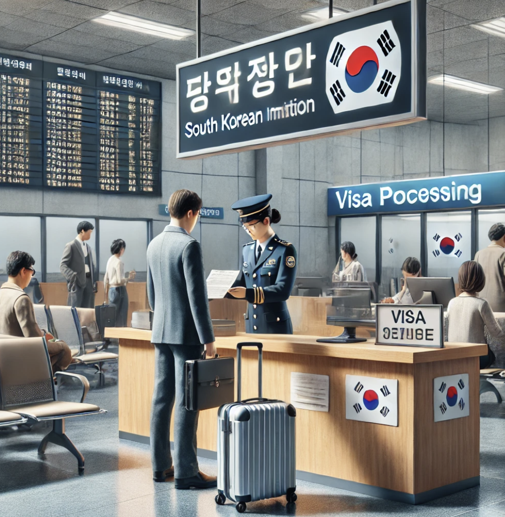 출입국사무소에서 거주 여부를 확인하는 모습