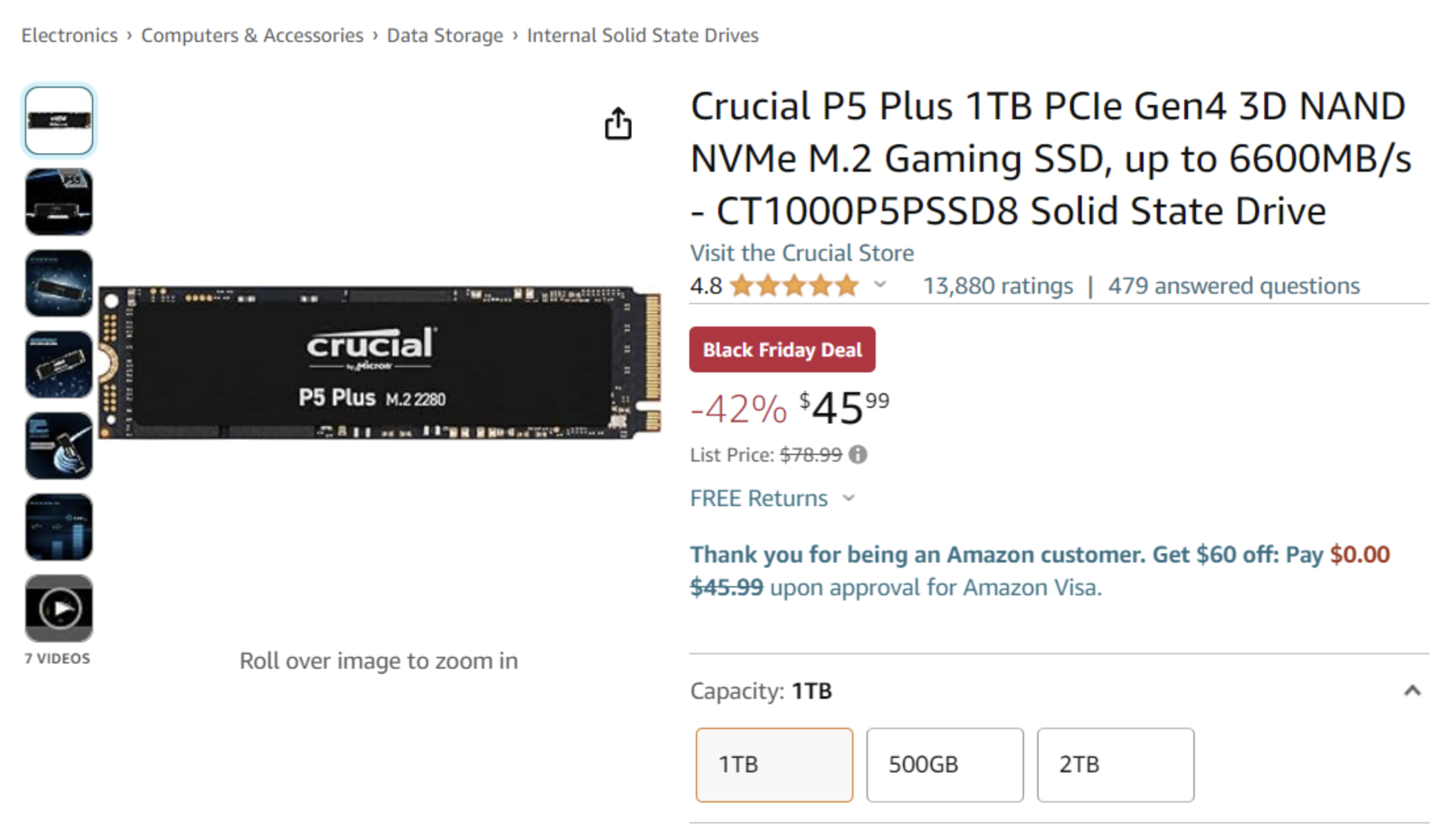 크루셜 SSD 아마존 특가