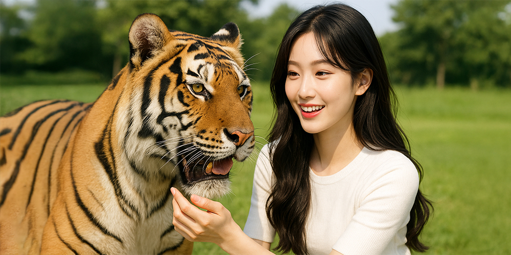 꿈에서 호랑이랑 놀고 있는 사람