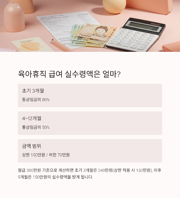육아휴직 급여 실수령액 계산 방법