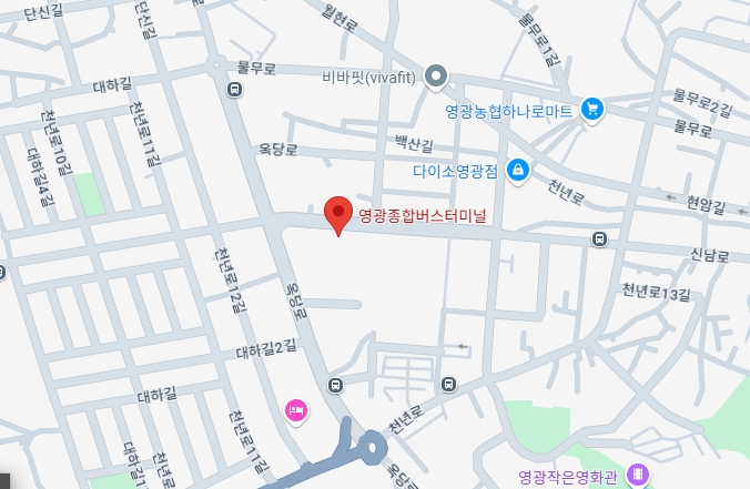 영광종합버스터미널 시간표조회, 예매