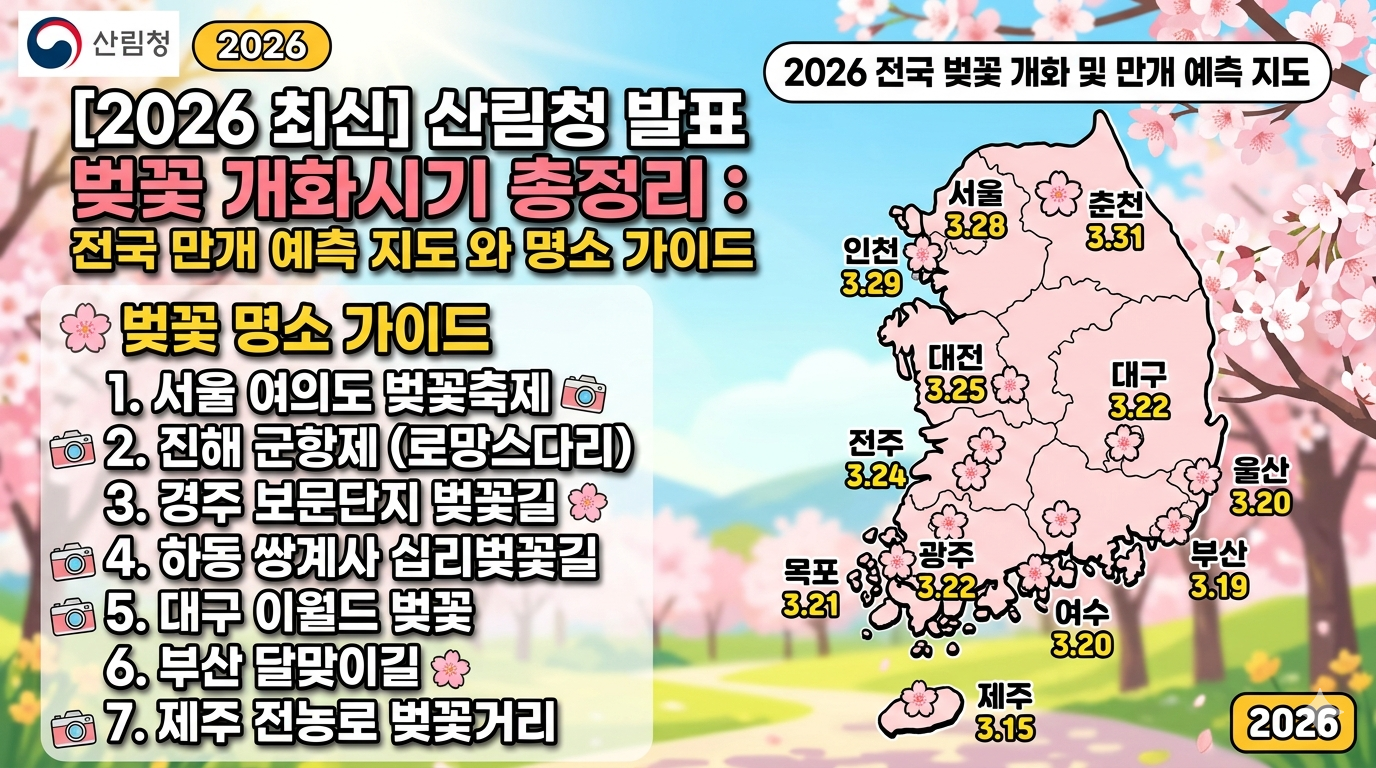 산림청- 발표 -벚꽃 -개화시기- 총정리