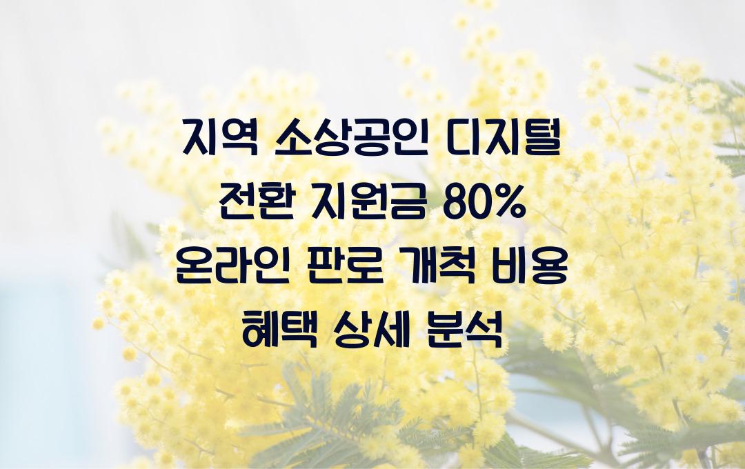 지역 소상공인 디지털 전환 지원금, 온라인 판로 개척 비용 80% 지원