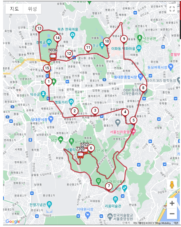 운행코스지도