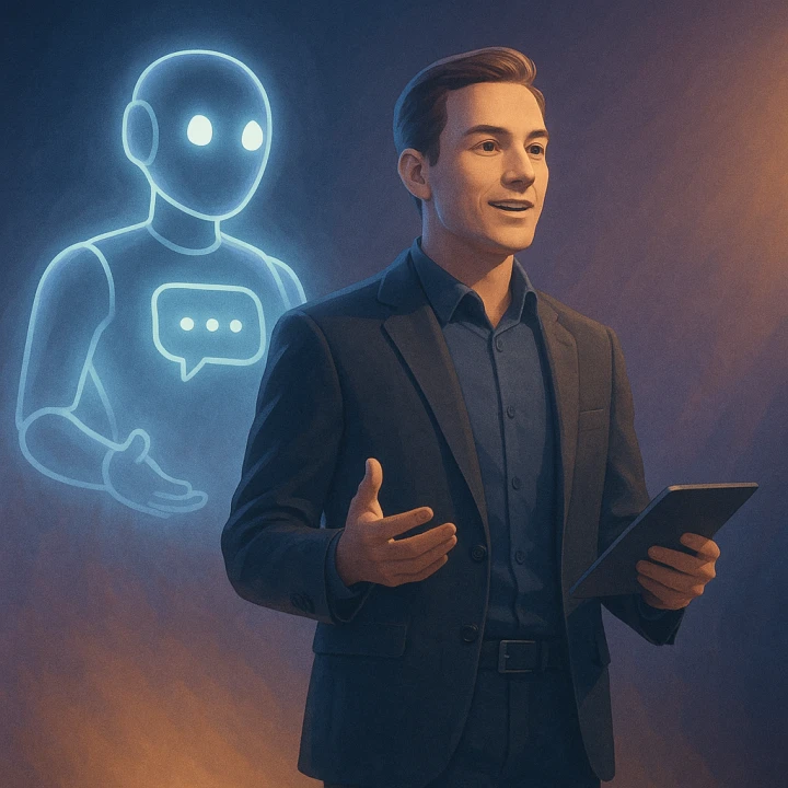 발표자가 AI와 협업하는 모습