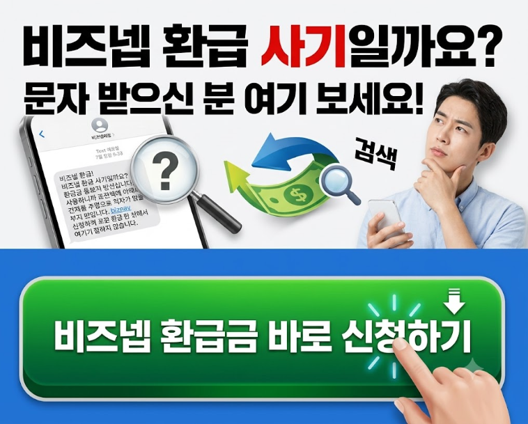 비즈넵 환급 사기일까요? 문자 받으신 분 여기 보세요