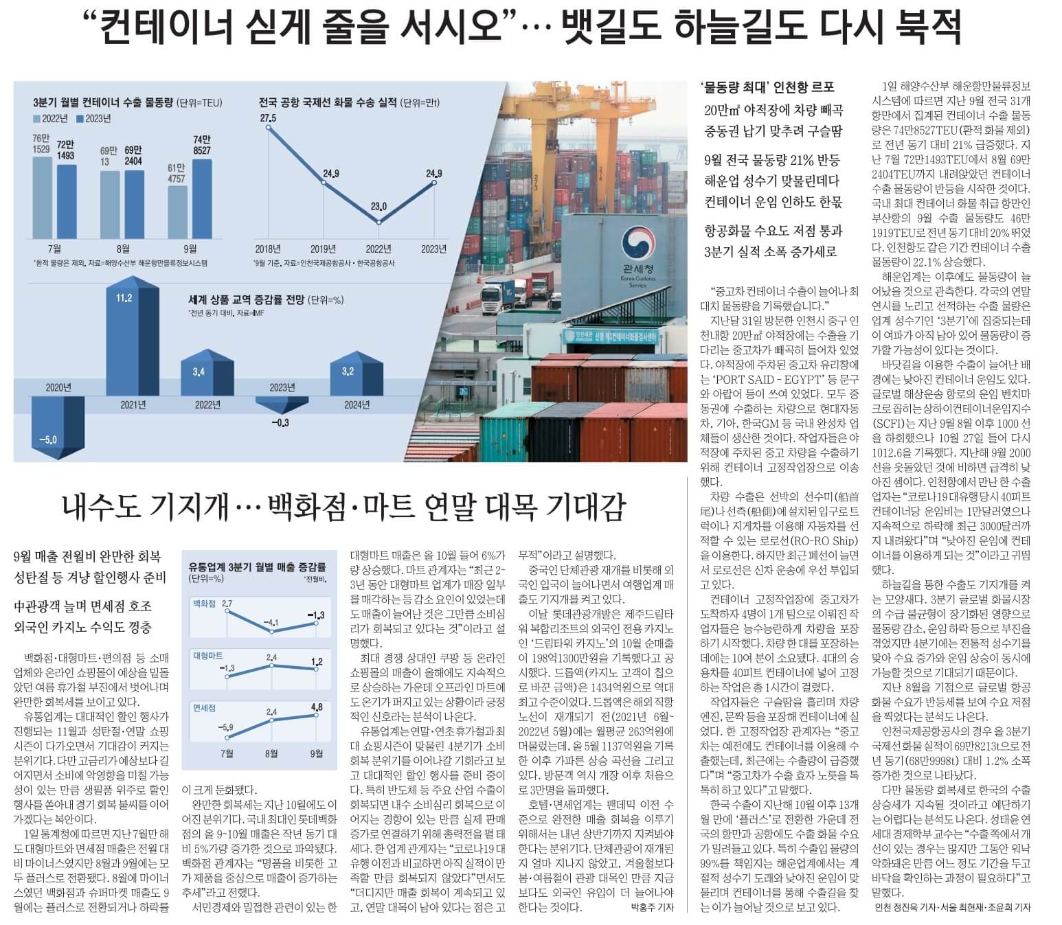 11월 2일 목요일 경제뉴스 신문스크랩