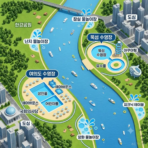 서울 한강 수영장 위치 비교