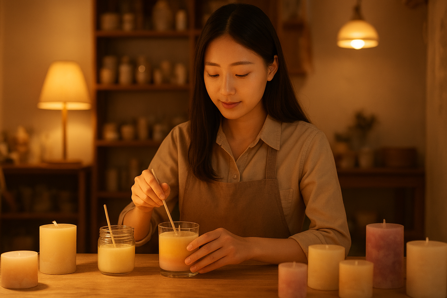 감성적인 조명 아래 공방 분위기 (AI 직접 제작)