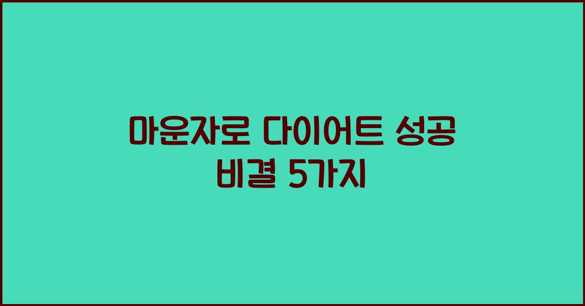 마운자로 다이어트 성공