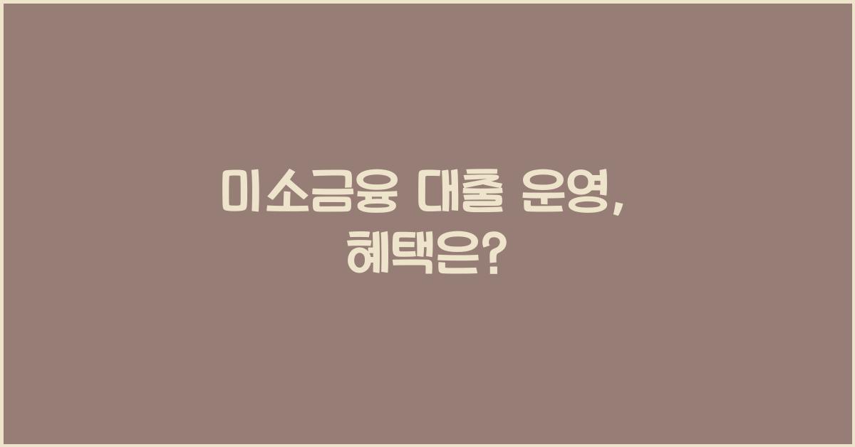 미소금융 대출 운영