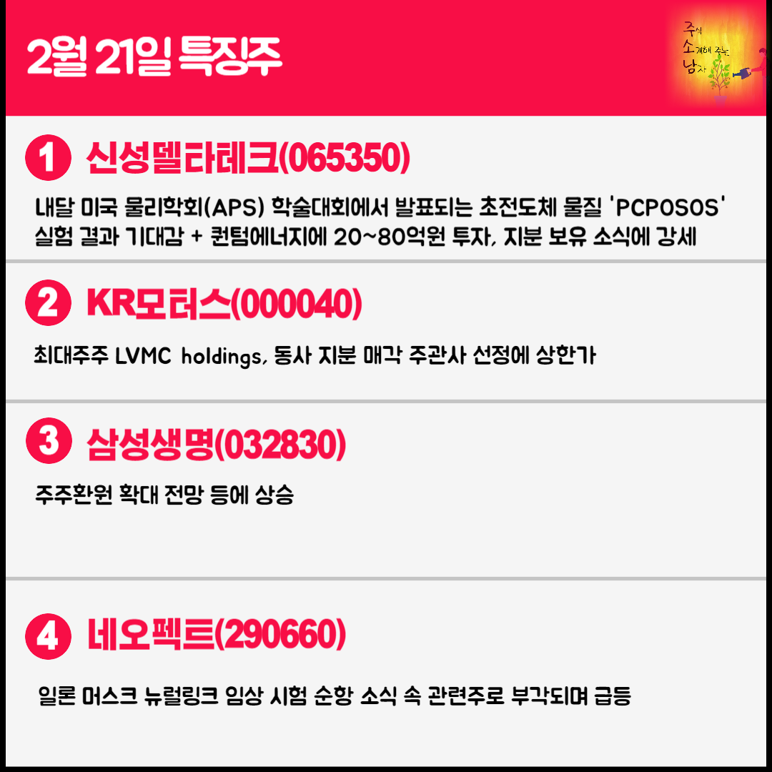 오늘의 특징주