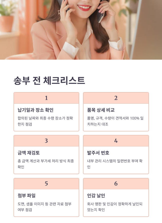 정확한 업무를 위한 발주서 송부 전 체크리스트