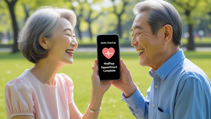 함께 웃으며 행복하게 노년을 보내는 시니어 한국인 부부