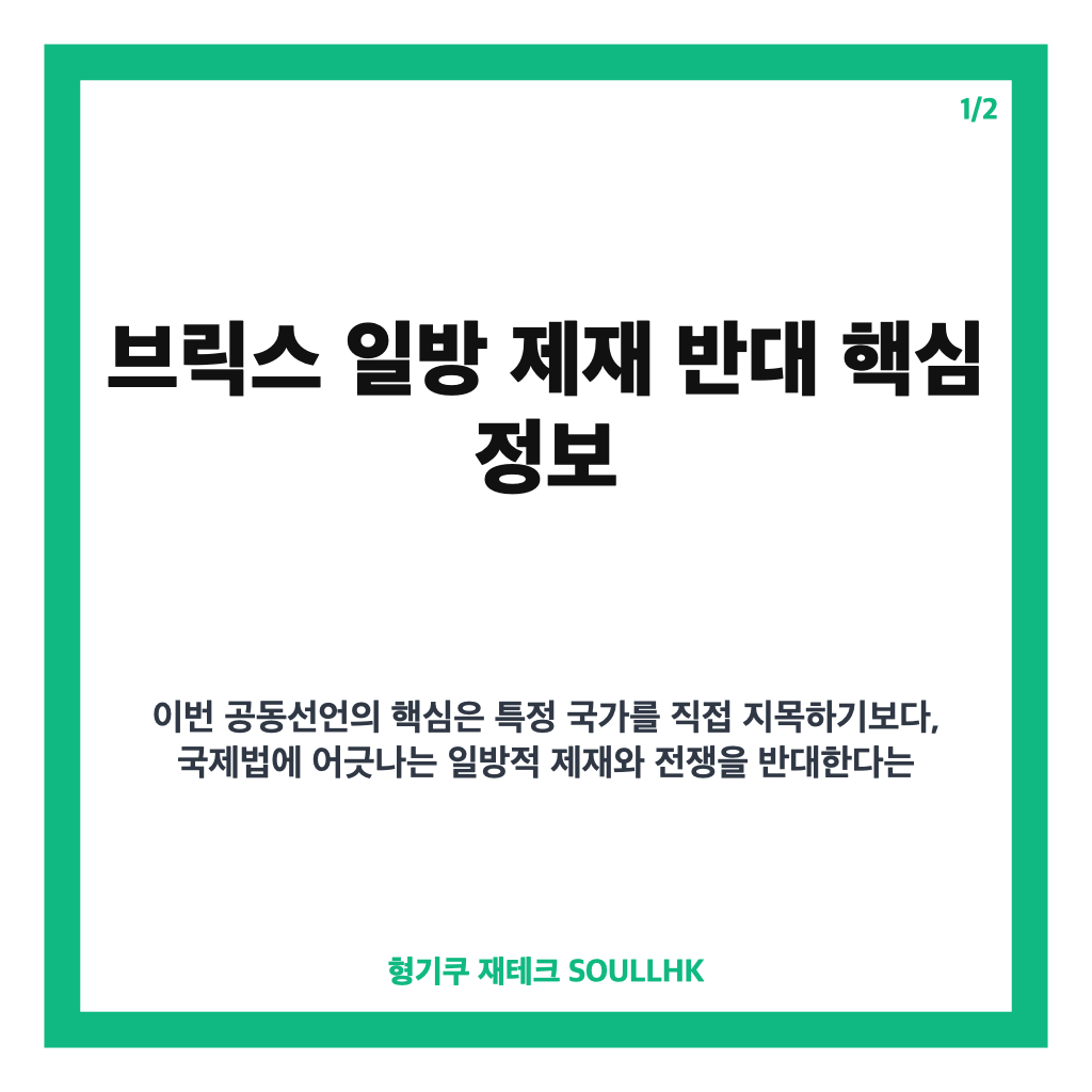 브릭스 일방 제재 반대, 정상회의 공동선언 핵심 내용 정리 카드뉴스 1