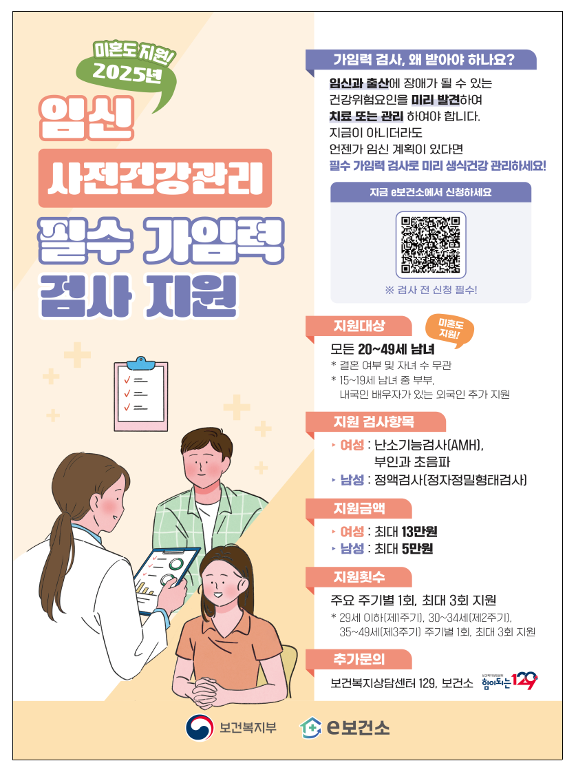 2025년 필수 가임력 검사 지원