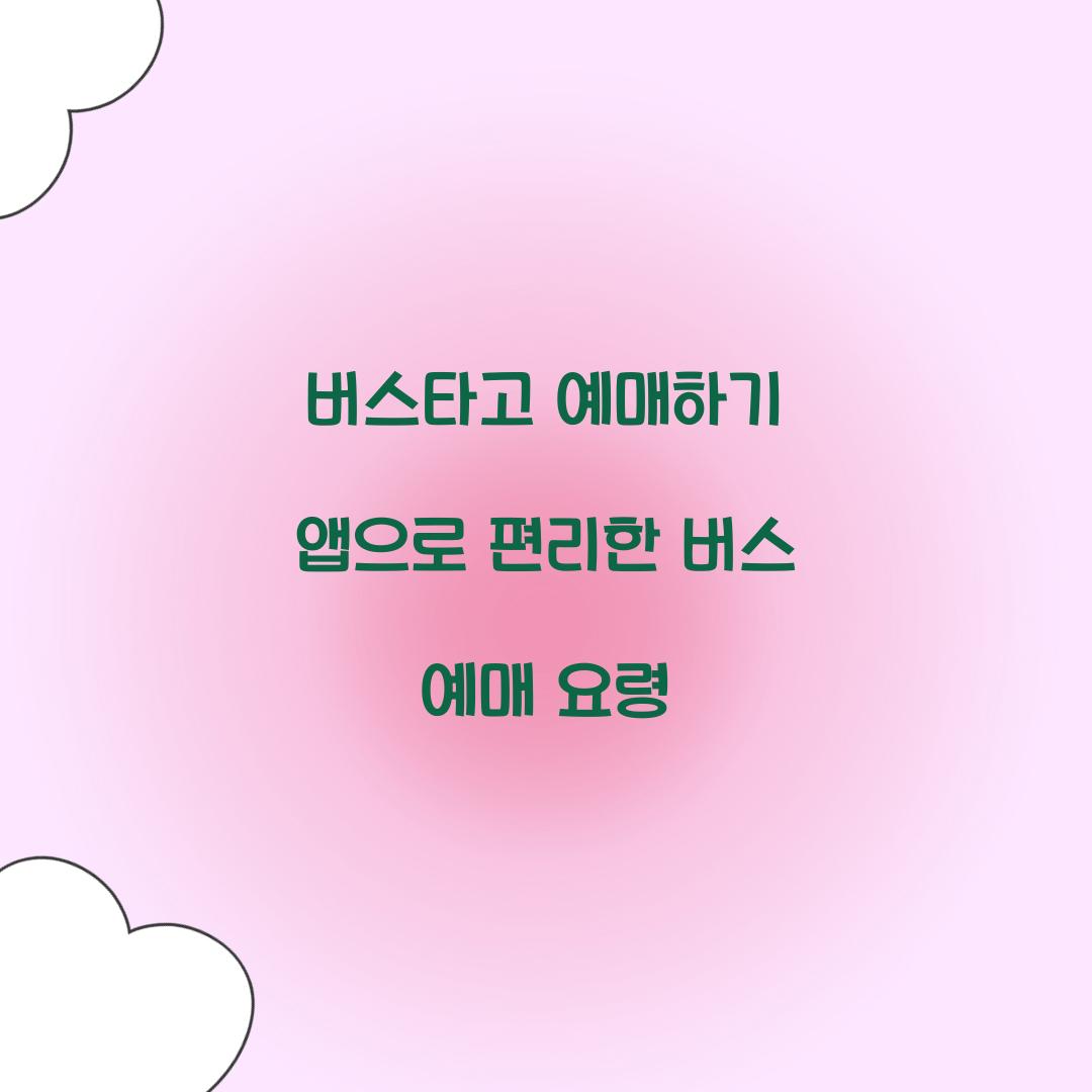 버스타고 예매하기 앱