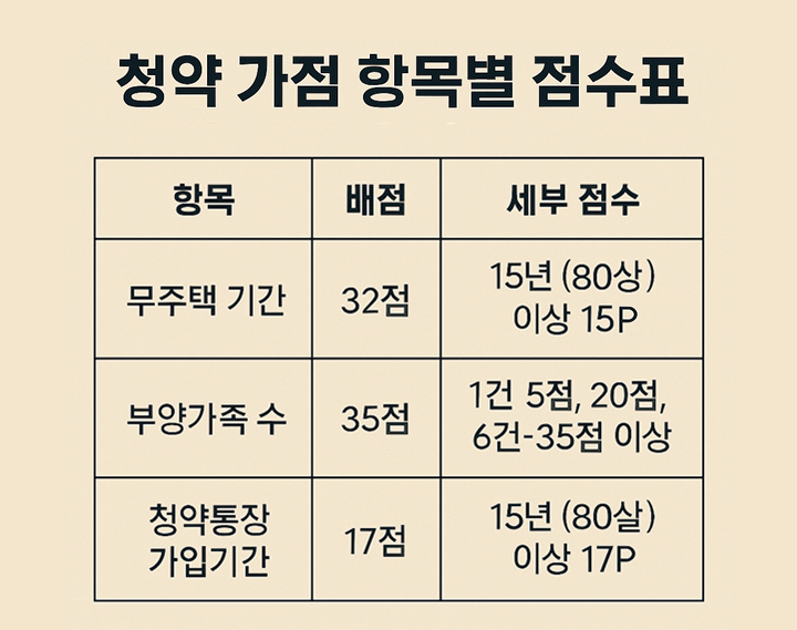 청약 가점 항복별 점수표 인포그래픽