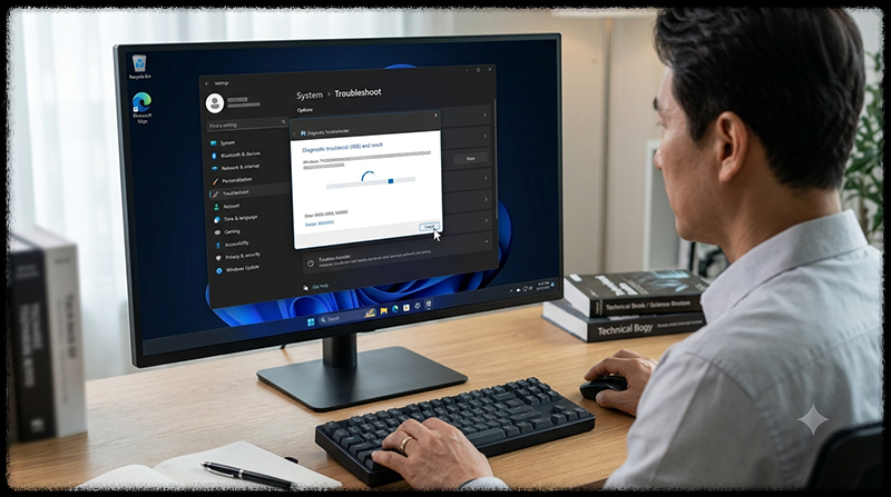 Windows 11 설정에서 Windows 업데이트 문제 해결사를 실행하는 모습