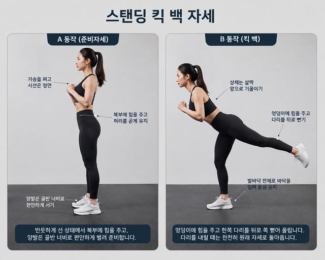 근감소증에 좋은 하체운동 노인 필수 운동 스탠딩킥백