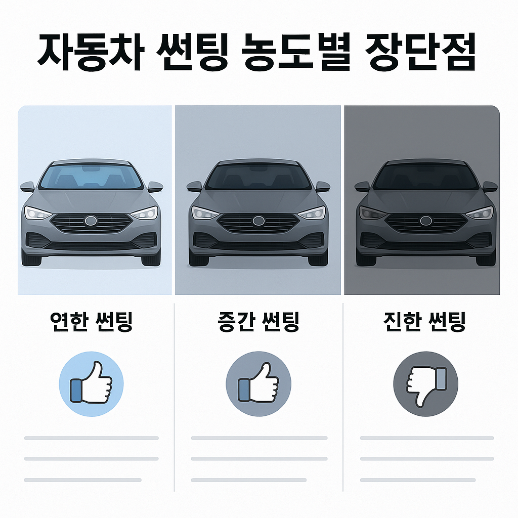 차량 썬팅 농도별 장단점 총정리 앞유리·측면·후면 농도 추천까지!