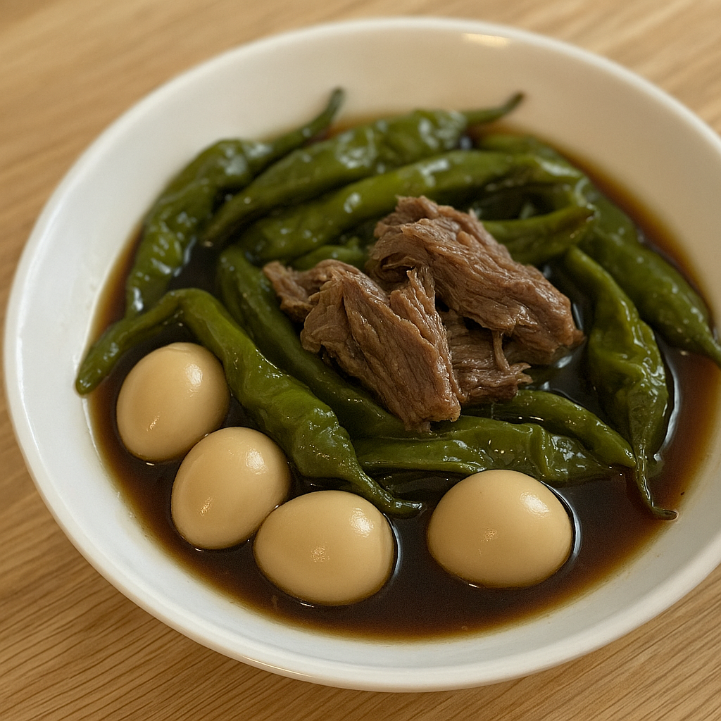 꽈리고추 장조림이 그릇에 담겨있다