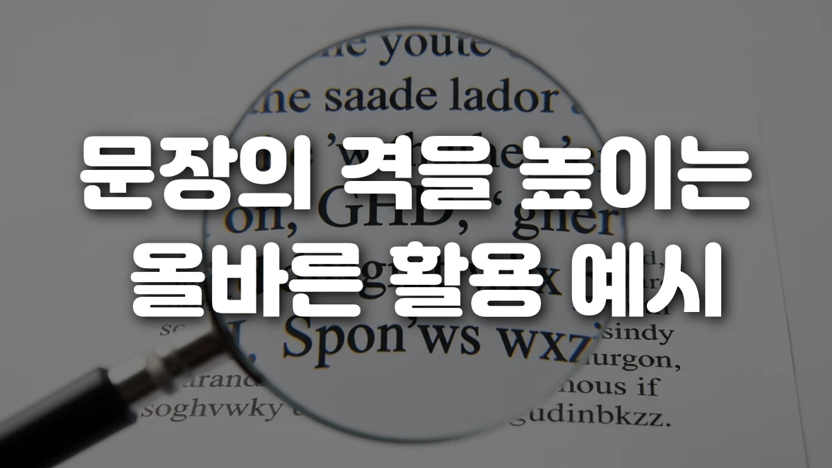 문장의 격을 높이는 올바른 활용 예시