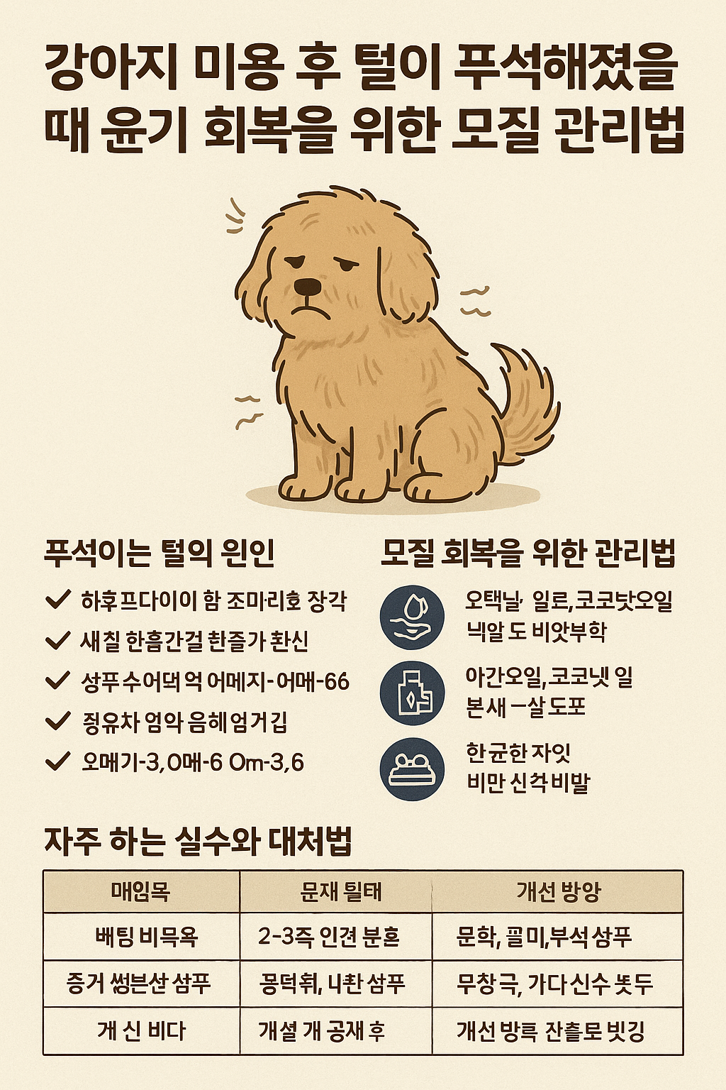 강아지 미용 후 털이 푸석해졌을 때 개선 관리법 사진