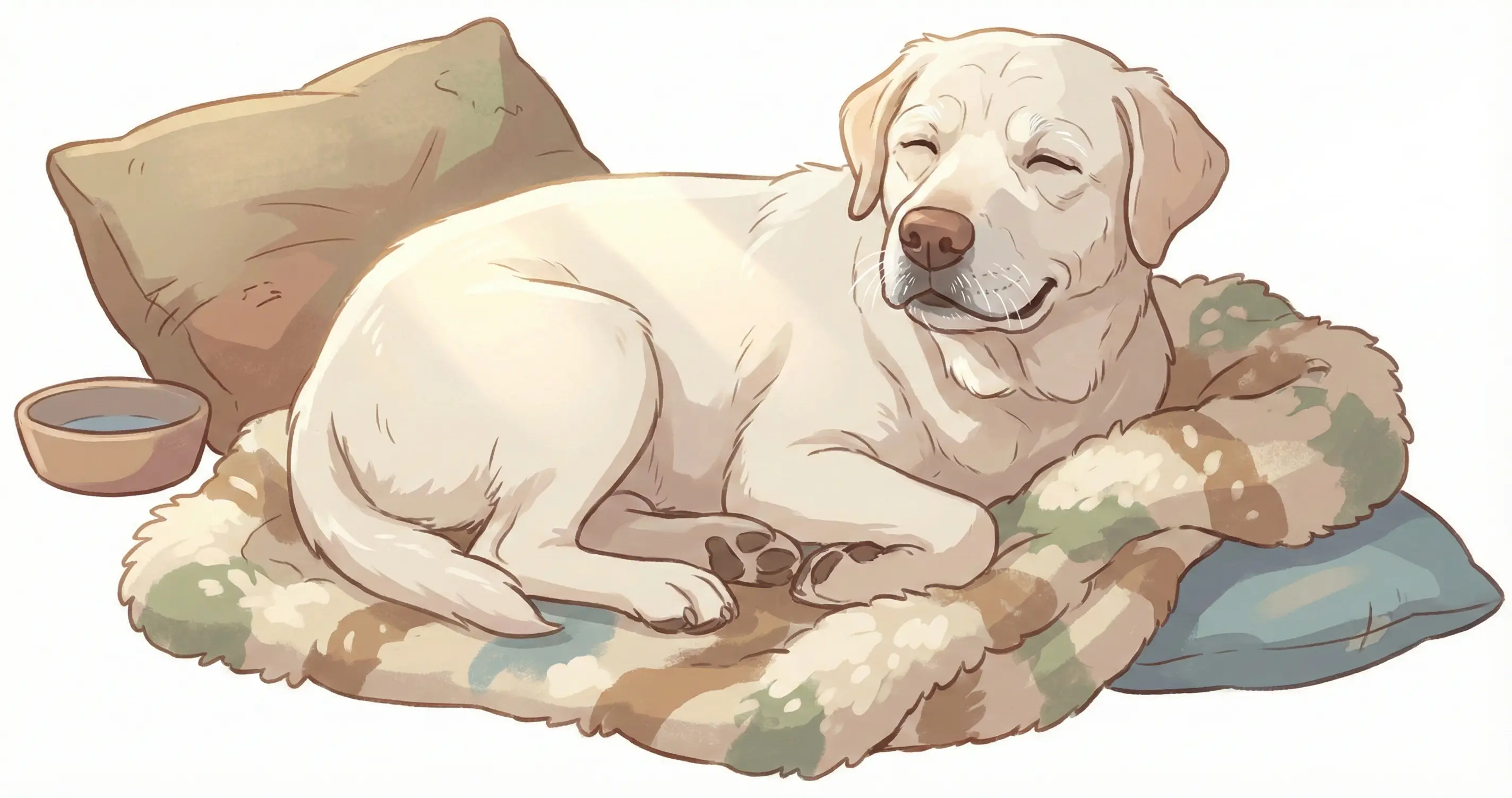 흰 털이 난 노령견이 편안하게 쉬고 있는 모습