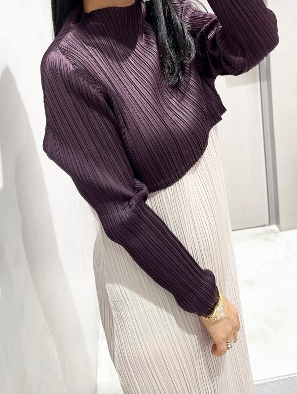 이세이미야케 PLEATS PLEASE ISSEY MIYAKE MONTHLY COLORS JANUARY 크롭 셔츠 다크퍼플