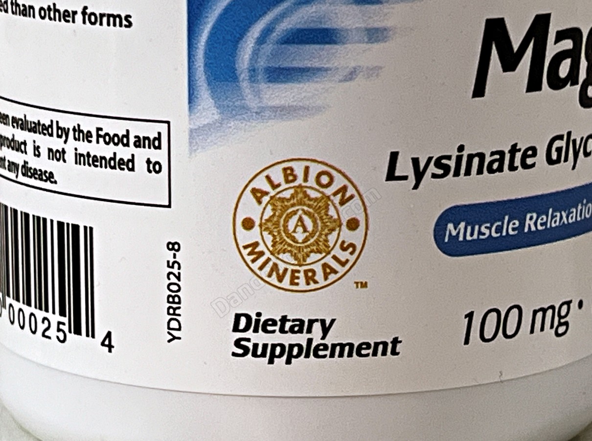 닥터스 베스트, 고흡수 마그네슘, 라이시네이트 글리시네이트 100% 킬레이트화 100mg, 120정 ( Doctor's Best, High Absorption Magnesium, Lysinate Glycinate 100% Chelated 100 mg, 120 Tablets) 보틀 전면에 있는 알비온 미네랄스(ALBION MINERALS) 마크