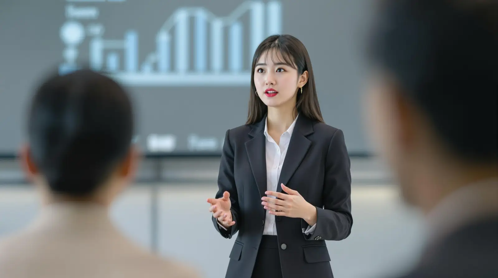 프레젠테이션 하는 여성