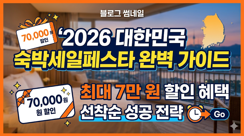 2026 대한민국 숙박세일페스타 완벽 가이드: 최대 7만 원 할인 혜택과 선착순 성공 전략