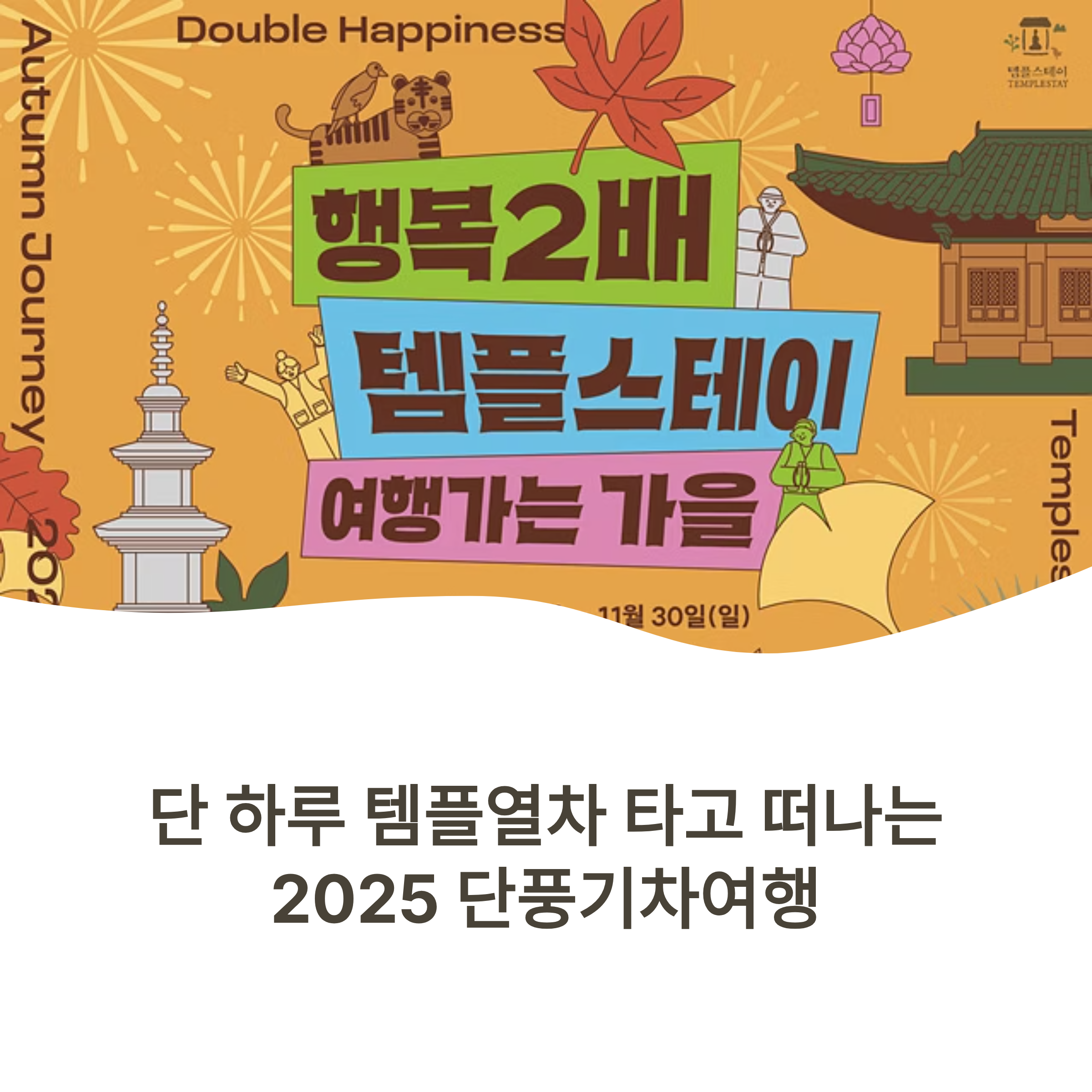 단 하루! 템플열차 타고 떠나는 2025 단풍기차여행
